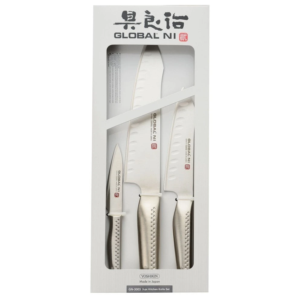 Global Ni 3 Piece Knife Set Including GN-002, GNM-01 & GNFS-01 2 Global Ni 3 Piece Knife Set Including GN-002, GNM-01 & GNFS-01 - Image 2