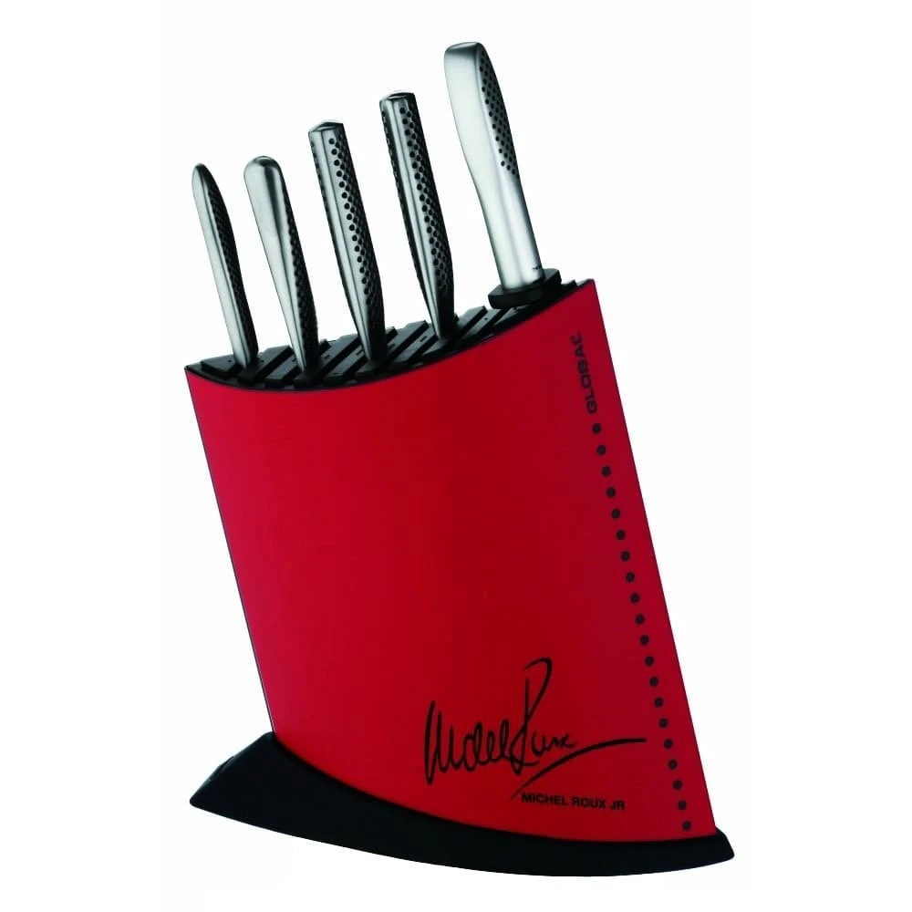 Michel Roux Jnr Global 7 Piece MRJ Knife Block Set In Red 1 Michel Roux Jnr Global 7 Piece MRJ Knife Block Set In Red