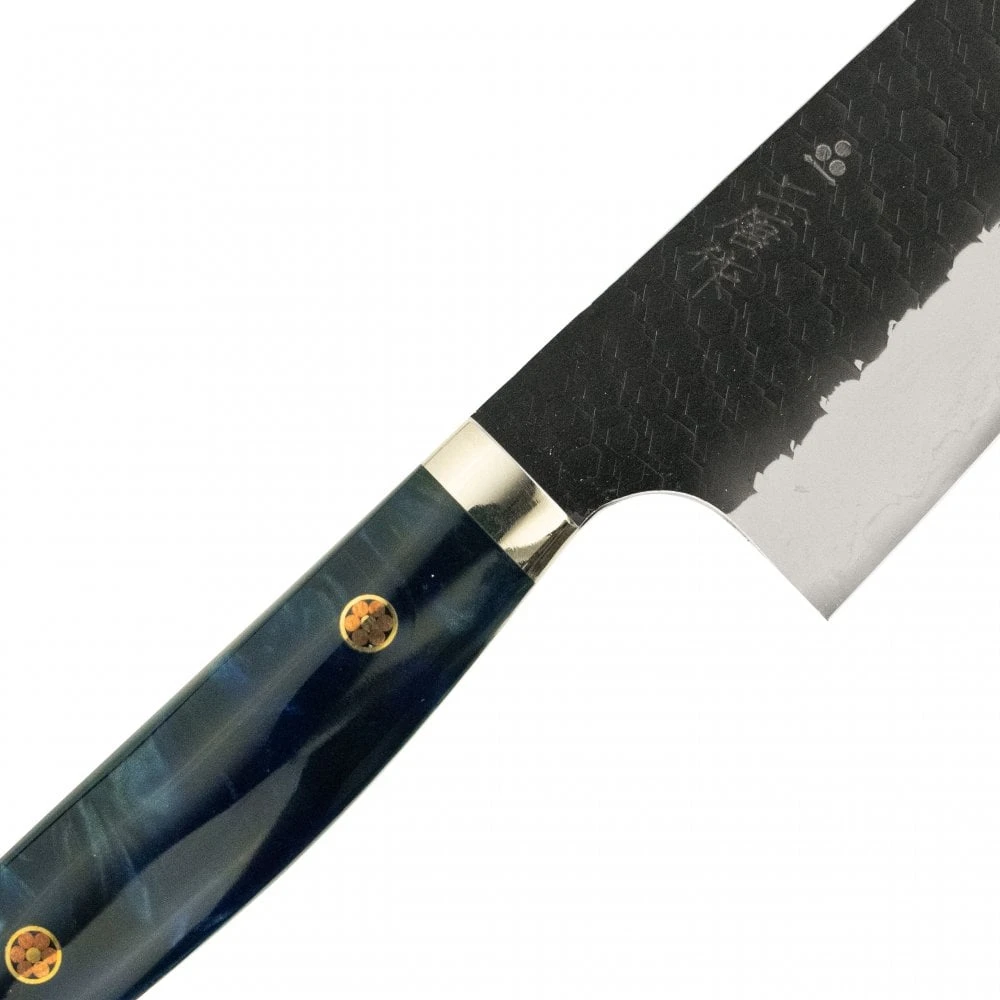 Nigara Hamono Nigara Hamono SG2 Kurouchi Tsuchme Santoku 180 - Custom Western Handle 2 Nigara Hamono Nigara Hamono SG2 Kurouchi Tsuchme Santoku 180 - Custom Western Handle - Image 2