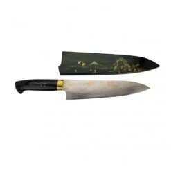 Takeshi Saji Takeshi Saji Makie -Art R2 AOGAMI NO.2 Coloured Damascus Japanese Chef's Gyuuto Knife 210mm With Urushi Laquered Saya And Custom Handle FUJI On Lake -Edge Knife Pro Store takeshi saji makie art r2 aogami no 2 coloured damascus japanese chefs gyuuto knife 210mm with urushi laquered saya and custom handle fuji on lake p2122 12027 image